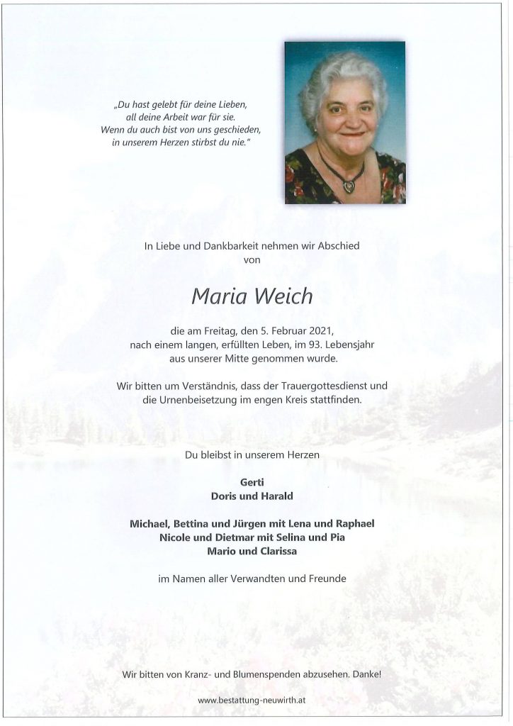 Maria Weich | Bestattung Neuwirth