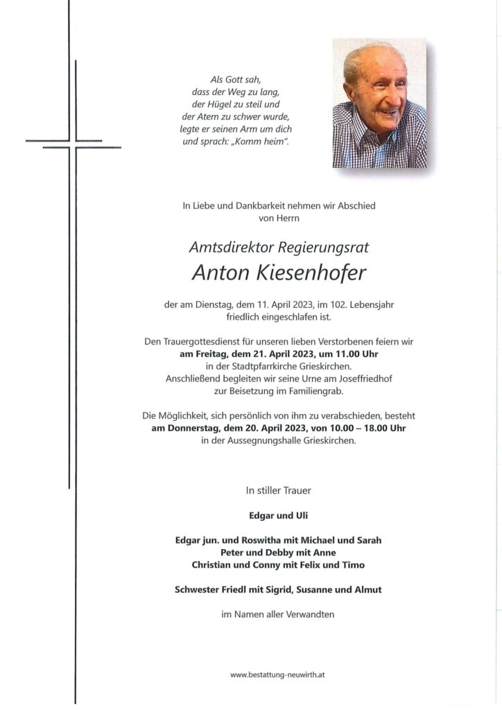 Amtsdirektor Regierungsrat Anton Kiesenhofer